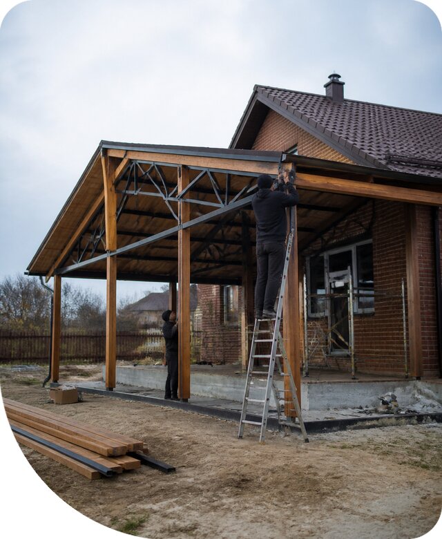 Пристройка навеса к дому и участку в Бугуруслане под ключ