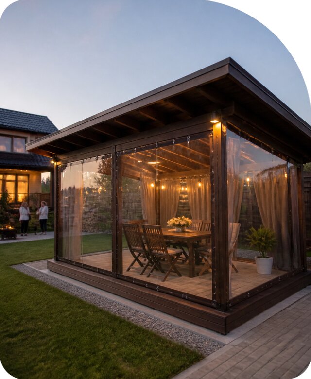Беседка с мягкими окнами в Бугуруслане по цене от 122280 р. | РадиДОМА-Бгр